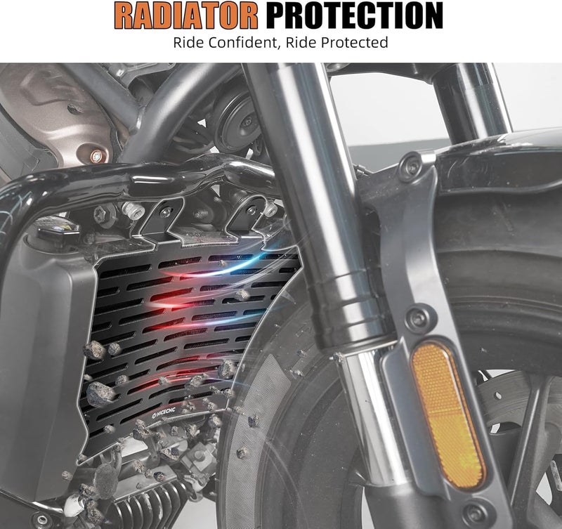 NICECNC Black Radiator Protection Grille Radiator Shield Compatible with Harley Sportster S RH1250S 2021-2024 - Image 3